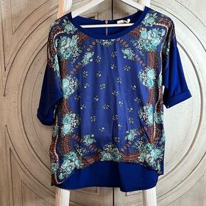Floral Blue Women's Top